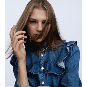 Zara Women's Blue Button Down Shirt - Trinny Woodall inspo